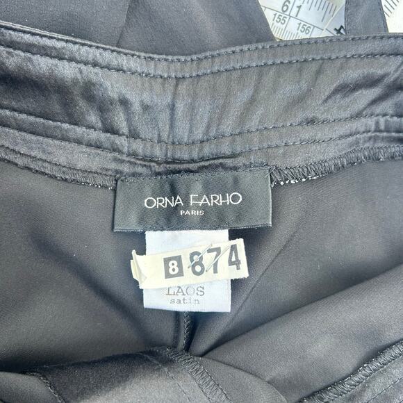 Orna Farho Georgette Silk Satin Sheer Cargo Joggers Pants Black 42 Size 10 - Picture 3 of 13